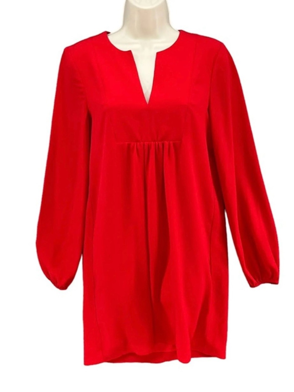 Leyden Bright Red V-Neck Long Sleeve Dress - wedding guest - fall